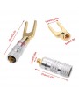 Y Spade Speaker Plugs Wire Connector Audio Loudspeaker Connector Amplifier Adapter Left and Right Channels Gold Plated Speaker Plug