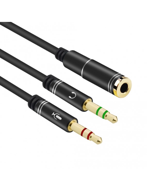 300mm Compact Size Flexible 3.5mm Stereo Audio 1 Female to 2 Male Headset Mic Y Splitter Cable Headphone to PC Adapter