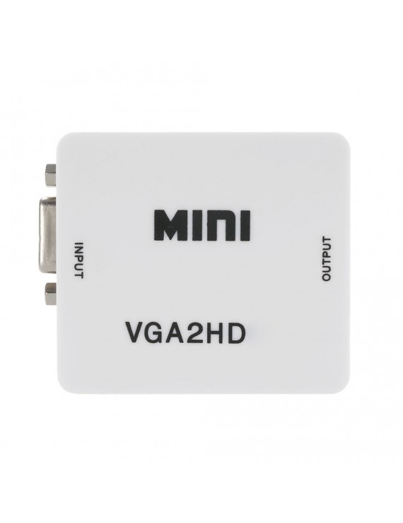 Full HD 1080p VGA to HD Converter High Definition Conversion Adapter  White